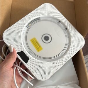 White CD Player with Built-in Speaker